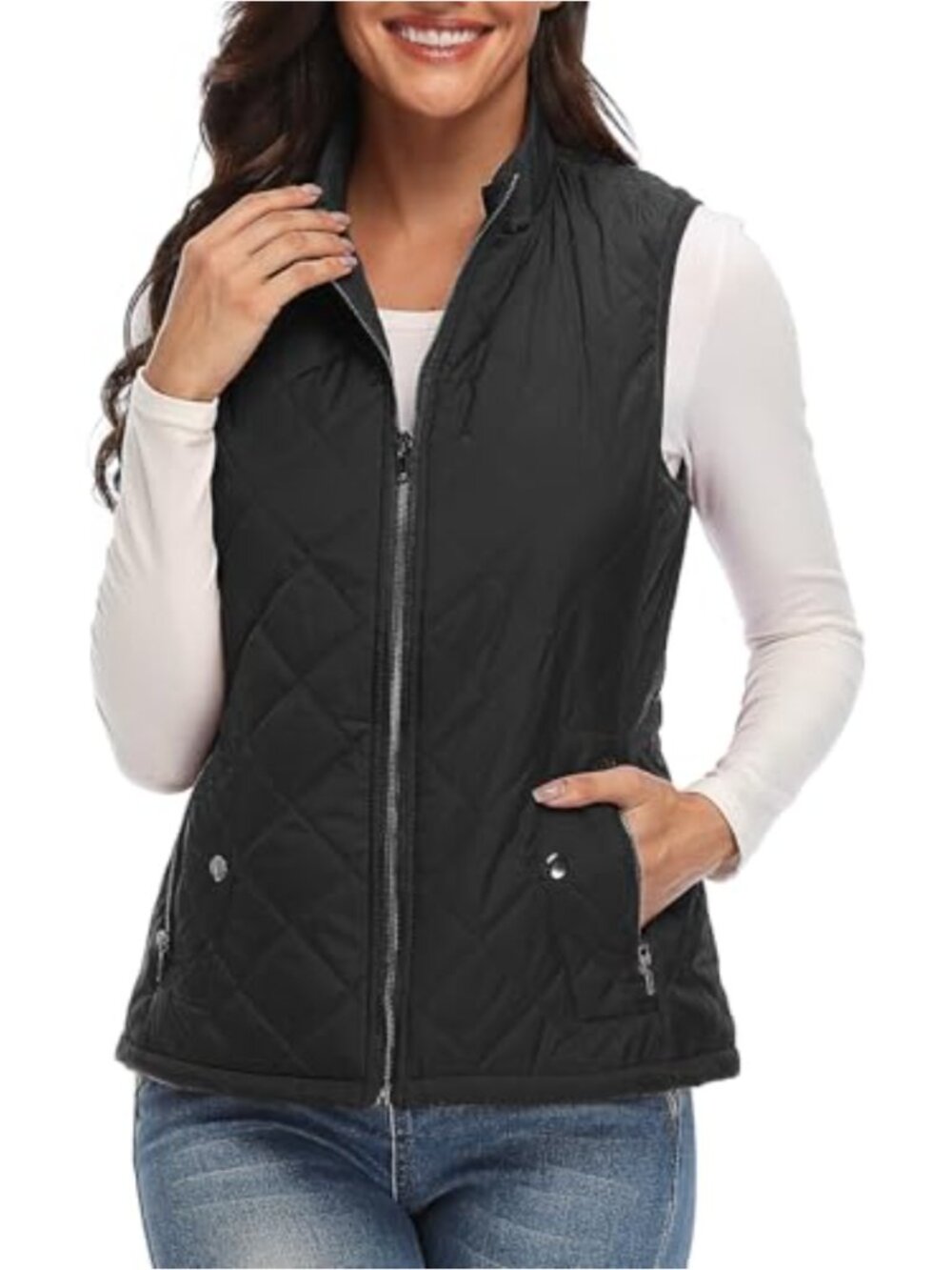 Women's Quilted Vest Sleeveless Puffer Jacket Gilet with Pockets
